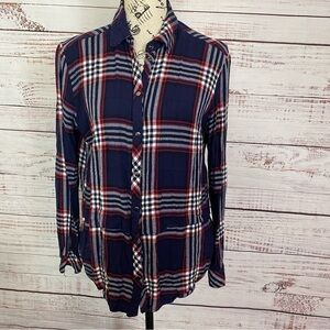 KUT from the KLOTH navy button front Size XSmall flannel shirt